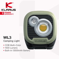 Klarus WL3 Portable COB Dual-color Camping Light, 1500 Lumens, Built-in 13500mAh Rechargeable Battery, Cool/Neutral White/Red