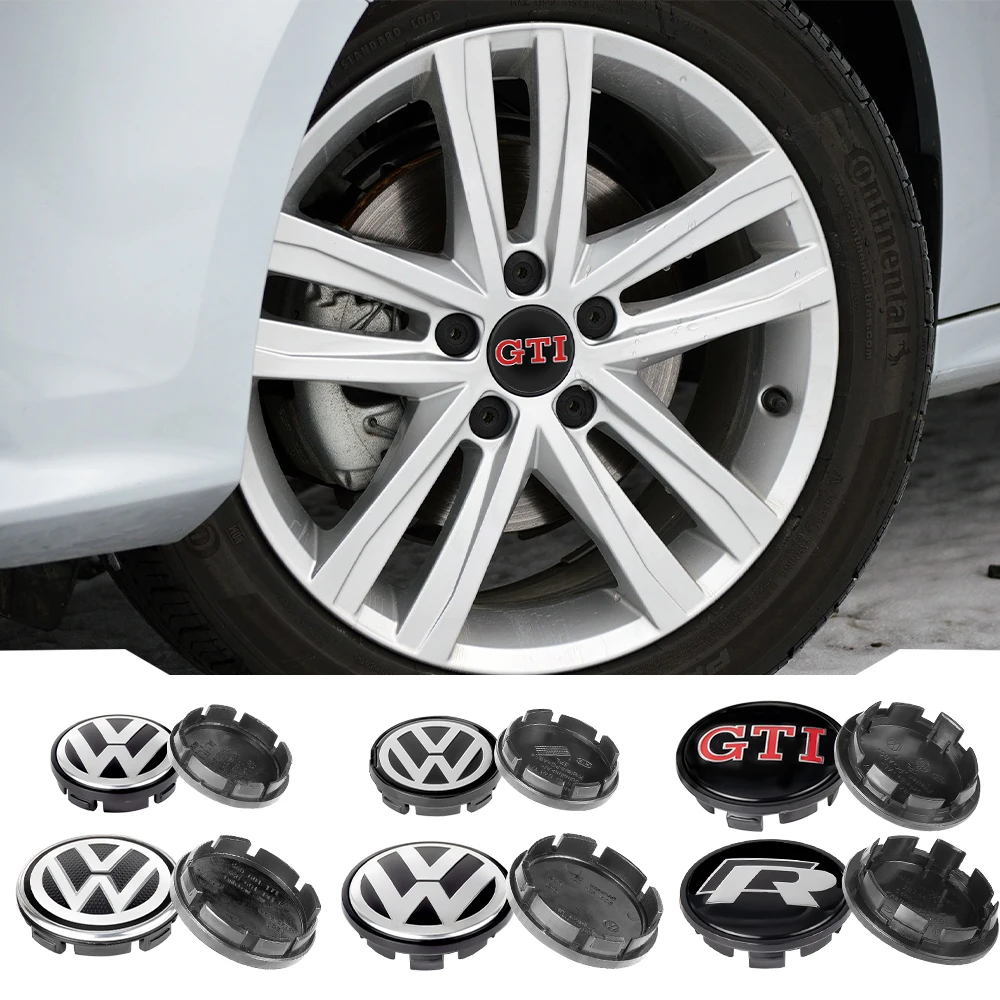 4pcs Car Wheel Center Cover Stickers Hub Cap Auto decoration accessories For VW Volkswagen Rline Golf CC GTI Scirocco Amarok