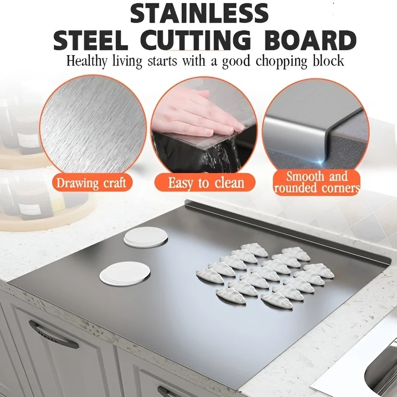 

Stainless Steel Double-Sided Cutting Board Thickened Kitchen Chopping Board For Vegetables Fruits And Dough Rolling
