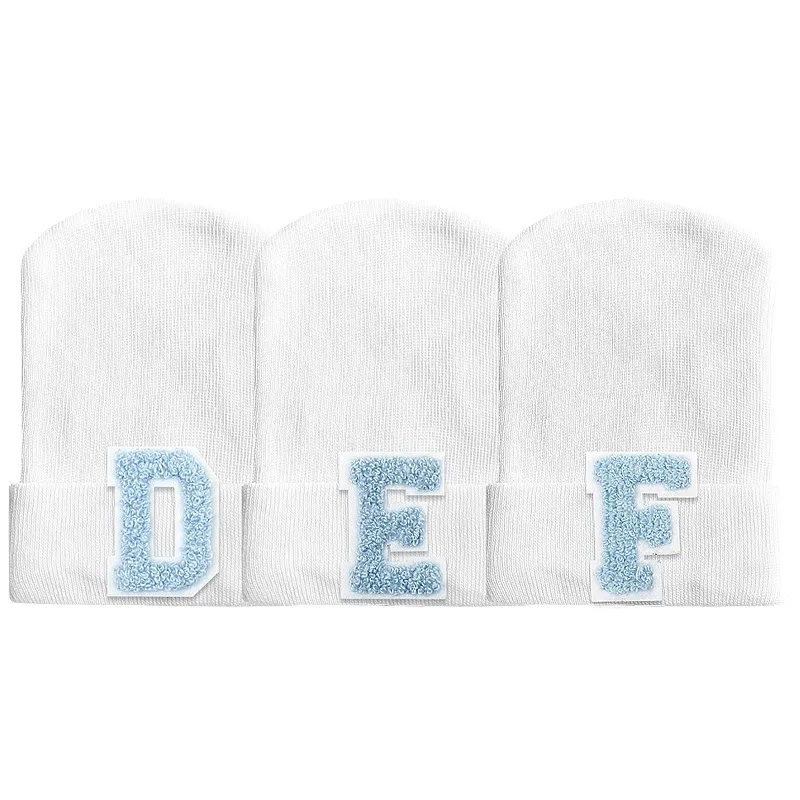 0-3M Newborn Baby Soft Cotton Blue Letters Hospital Hats Children's Kids Girls Boys Beanie Hats Photography Baby Accessories