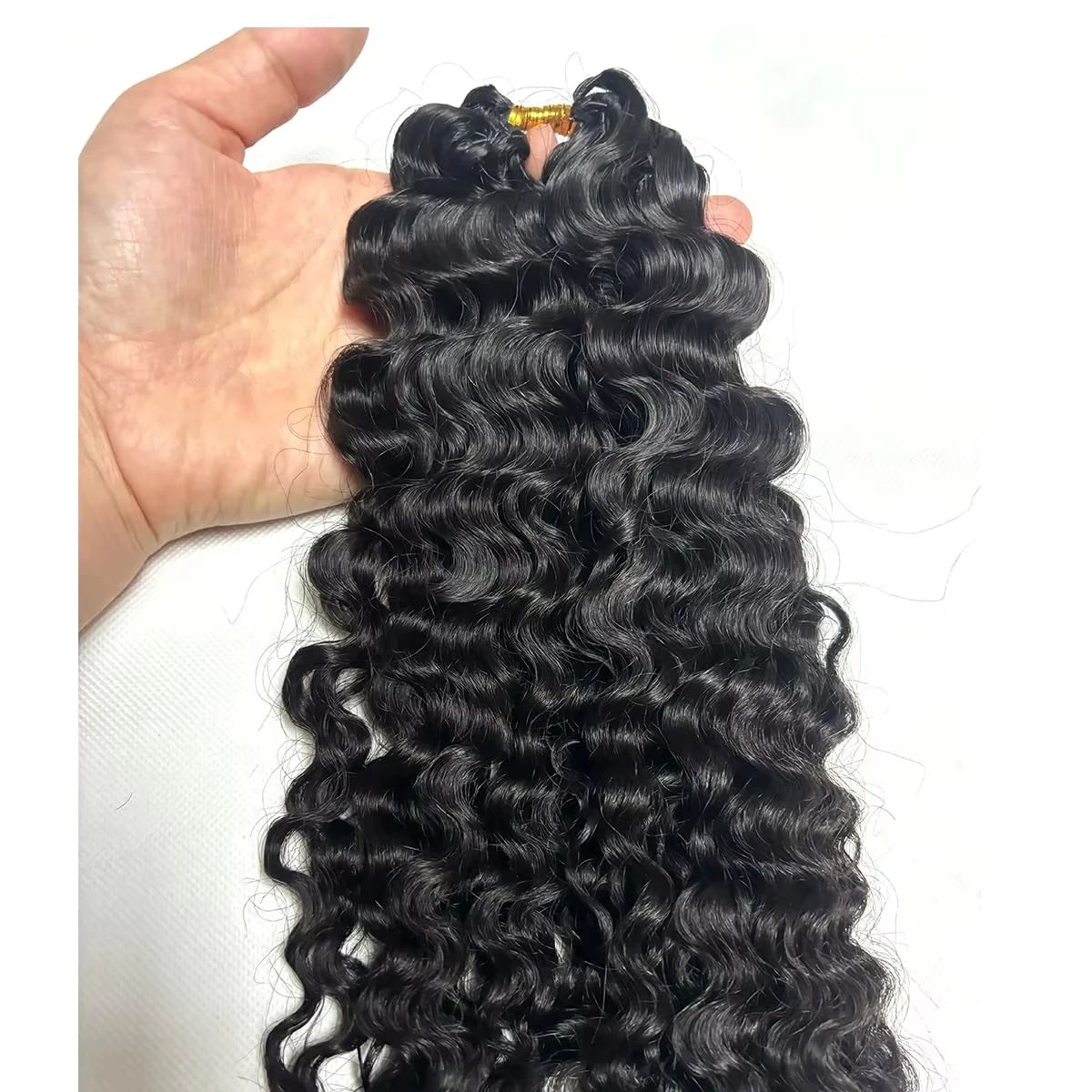 15A Burmese Curly Human Hair Extensions Pre-Separated Knotless with String Pre-Looped Reusable Feather for Crochet Hair Extensio
