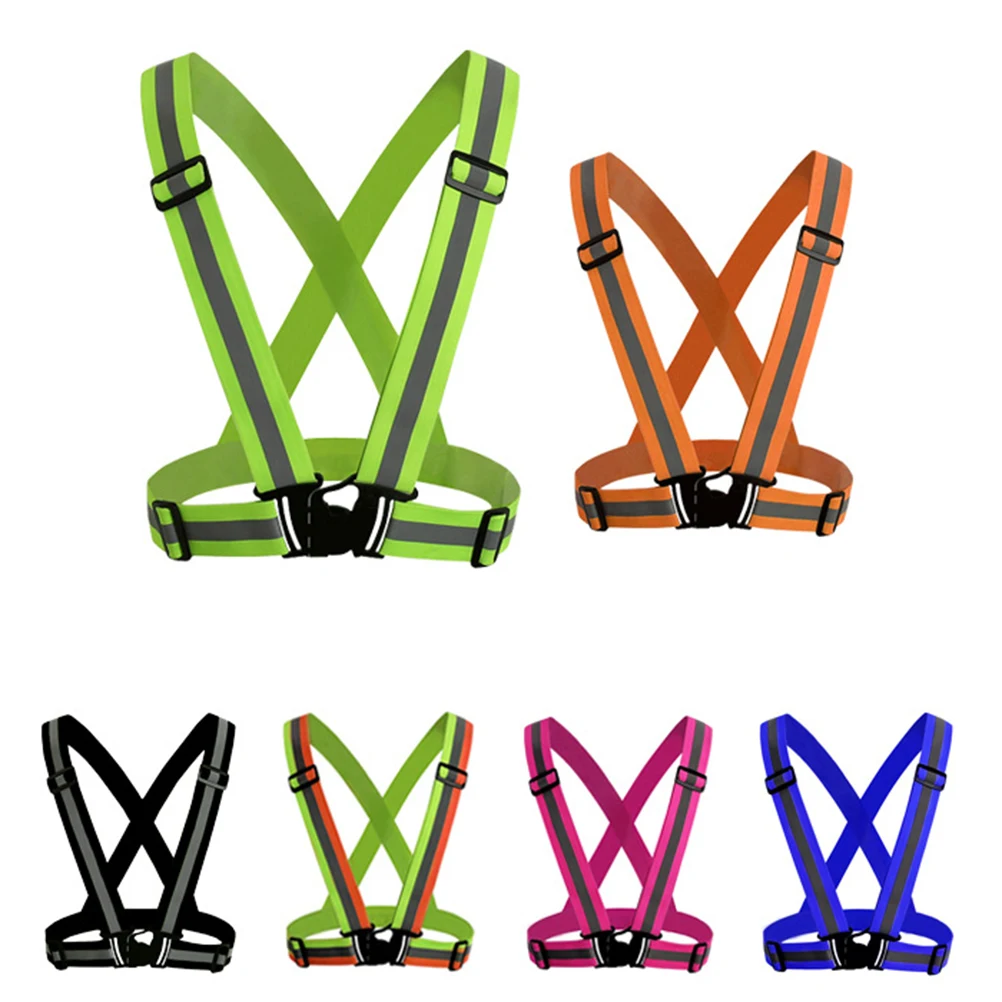 

Reflective Safety Vest Adjustable Elastic Visibility Harness Vest For Night Running Cycling Walking Construction Outdoor