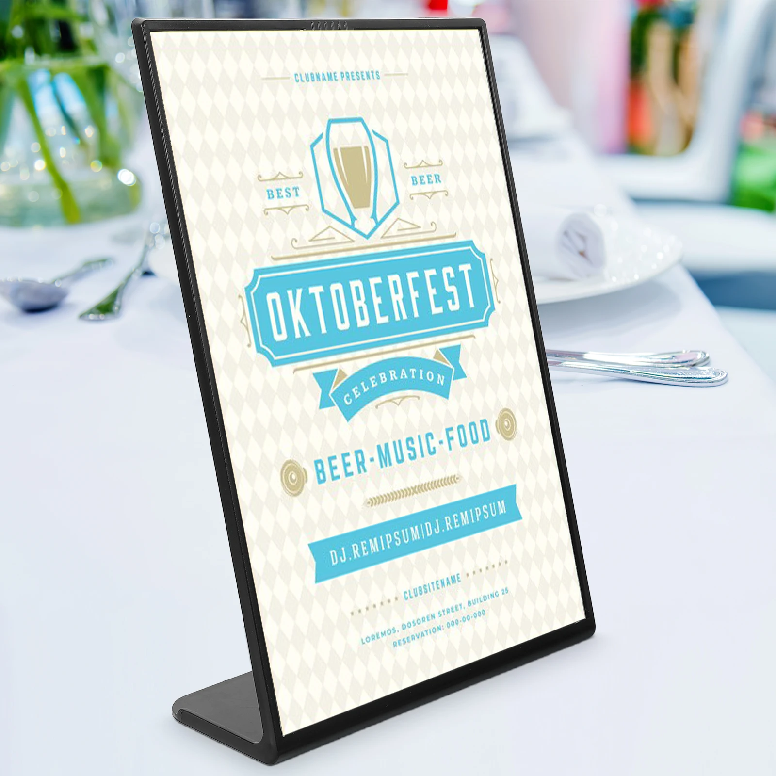 

L-shaped Vertical Card Advertising Brochure Display Coffee Clear Plastic Holder Menu Desktop