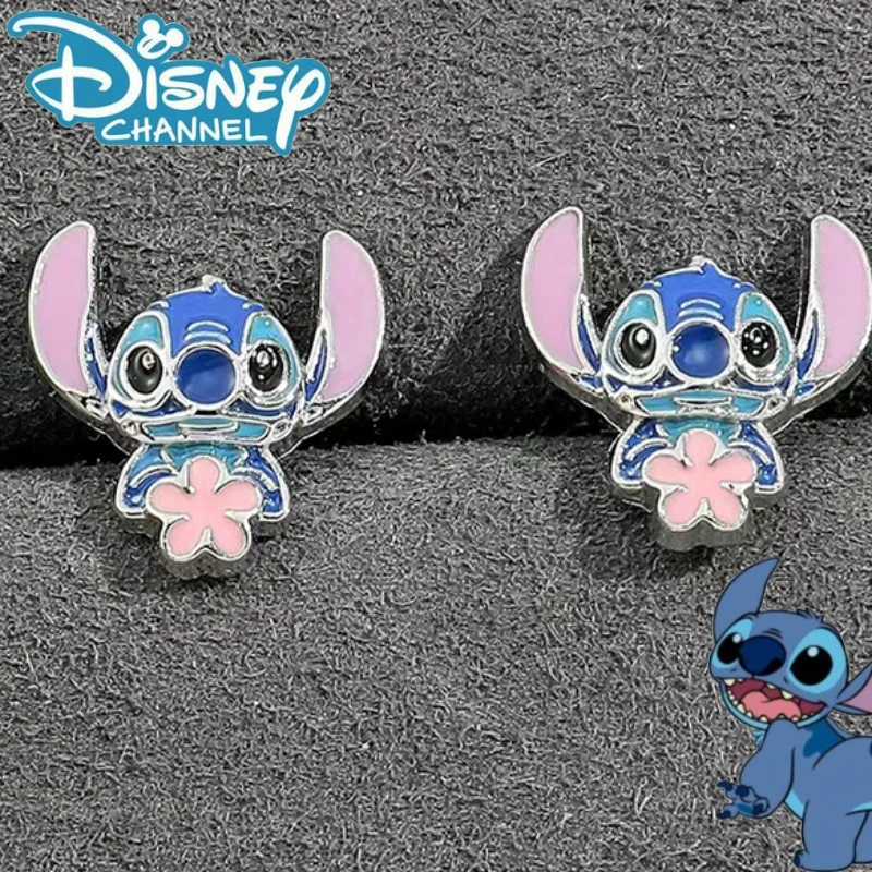 

2024 Cute Stitch Earrings Anime Cartoon Disney Accessories Kawaii Fashion Flower Ear Pendant Boy Girl Jewelry Birthday Gift