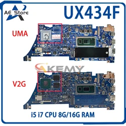 AE UX434F Motherboard For ASUS UX434FL UX434FA UX334FL UX334FA UX434FLC UX463FL U4600F UX434 Mainboard i5 i7 CPU 8G/16G RAM