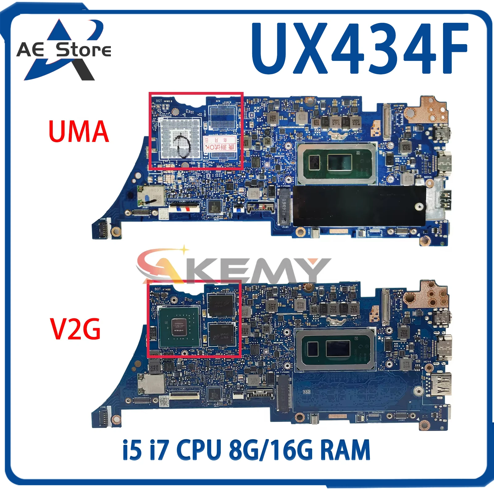 placa mae ae ux434f para asus ux434fl ux434fa ux334fl ux334fa ux334fa ux434flc ux463fl u4600f ux434 placa mae i5 i7 cpu 8g 16g ram 01