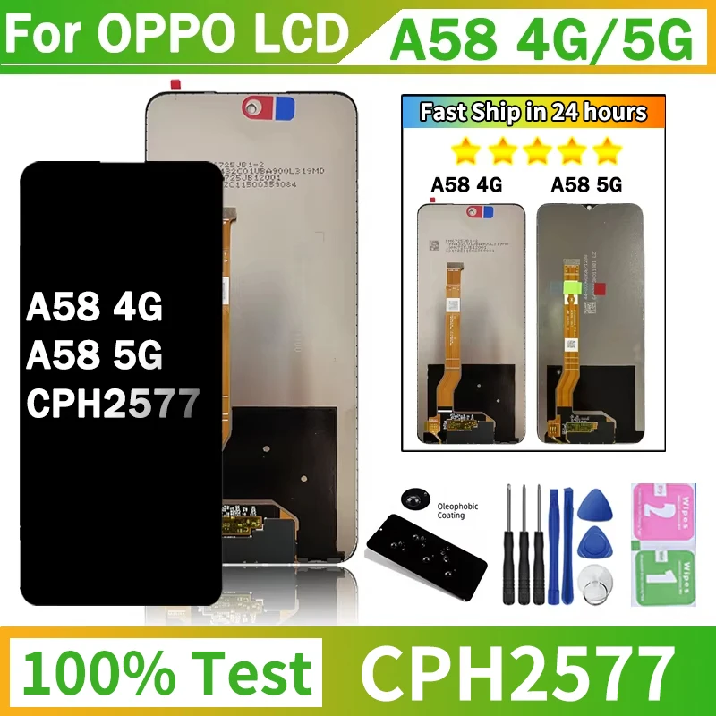 OEM A58 Screen For Oppo A58 4G LCD CPH2577 Display Touch Screen Digitizer Assembly For Oppo A58 5G Display With Frame