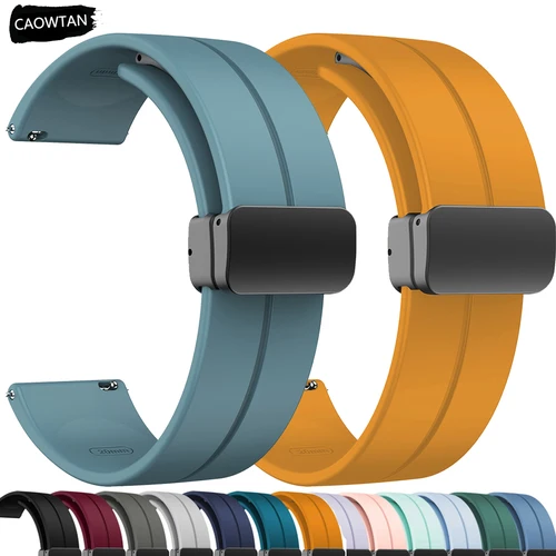Correa de silicona de 18mm, 20mm y 22mm para Samsung Galaxy Watch 7 6 5 4 Series, pulsera magnética para Huawei Watch GT5 5Pro GT4 3Pro 46mm