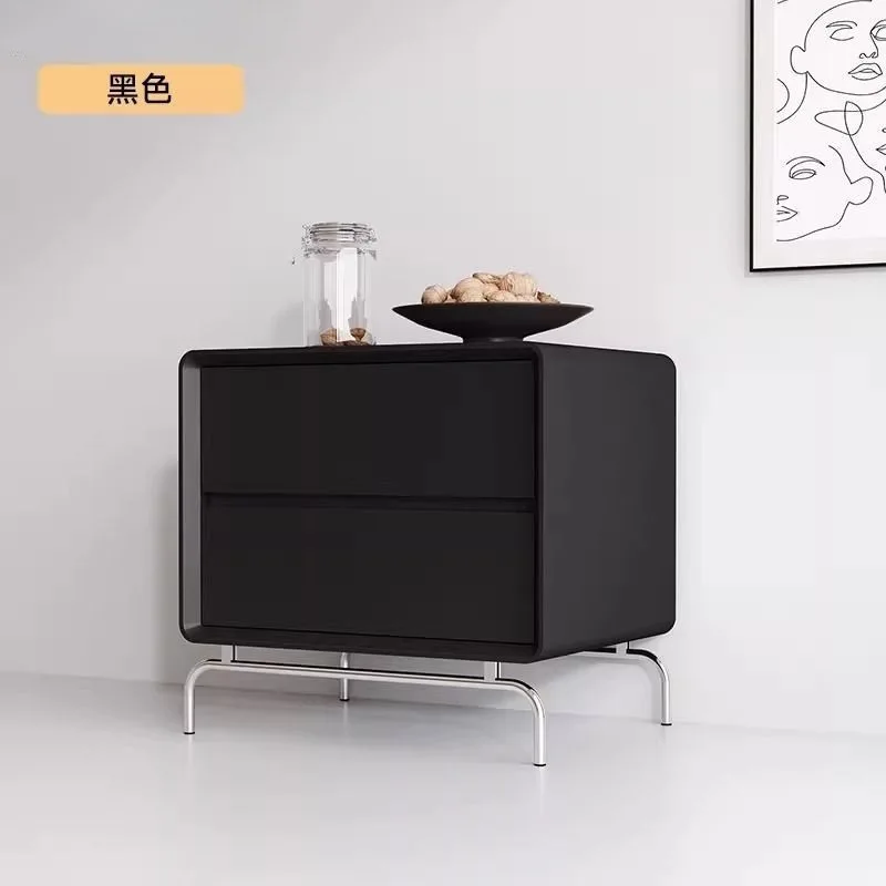 LMM light luxury creative home locker bedroom solid wood black bedside table simple
