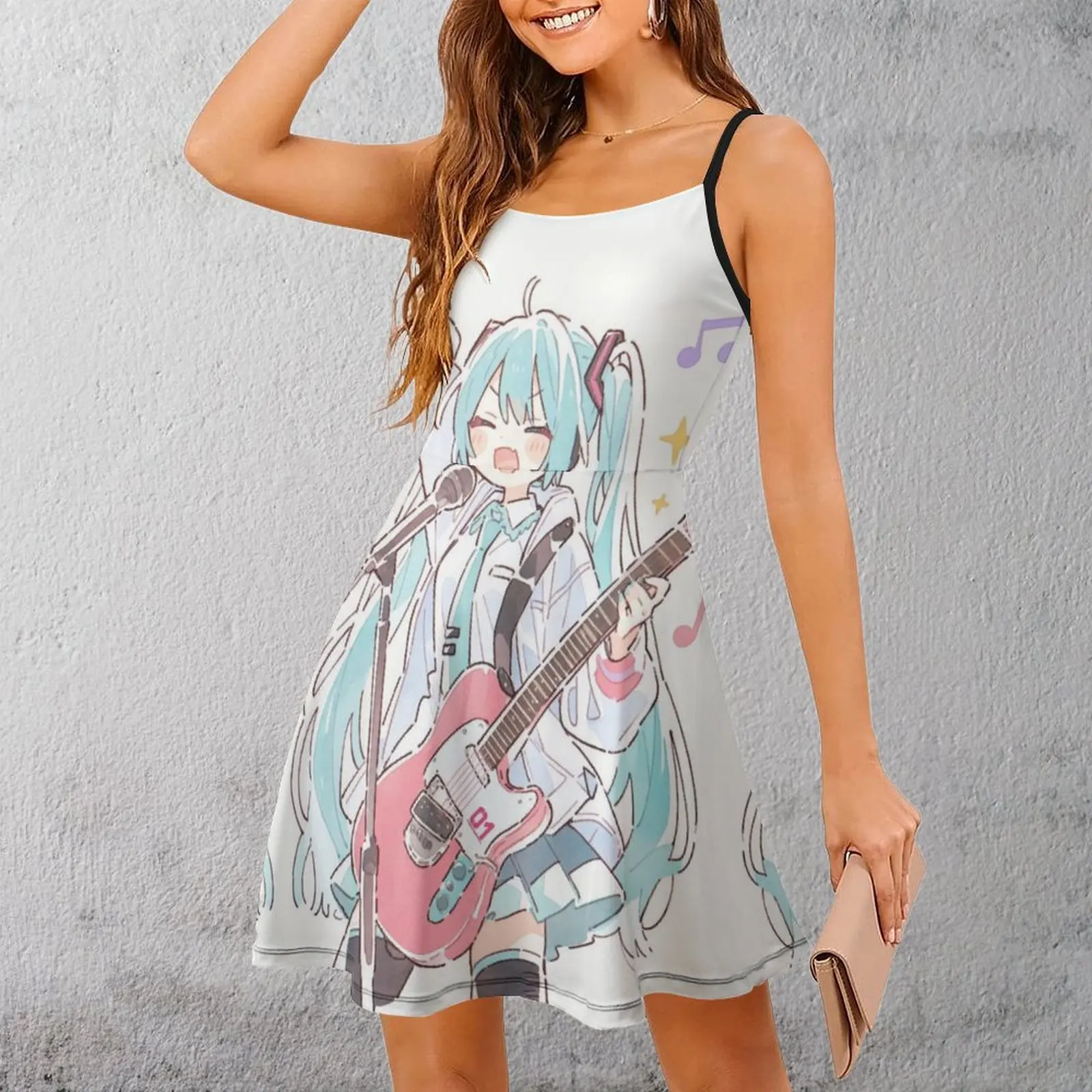

ミク Leek Girl Princess (94) Women's Sling Dress Funny Novelty The Dress Graphic Cool Exotic Woman's Dress Cocktails