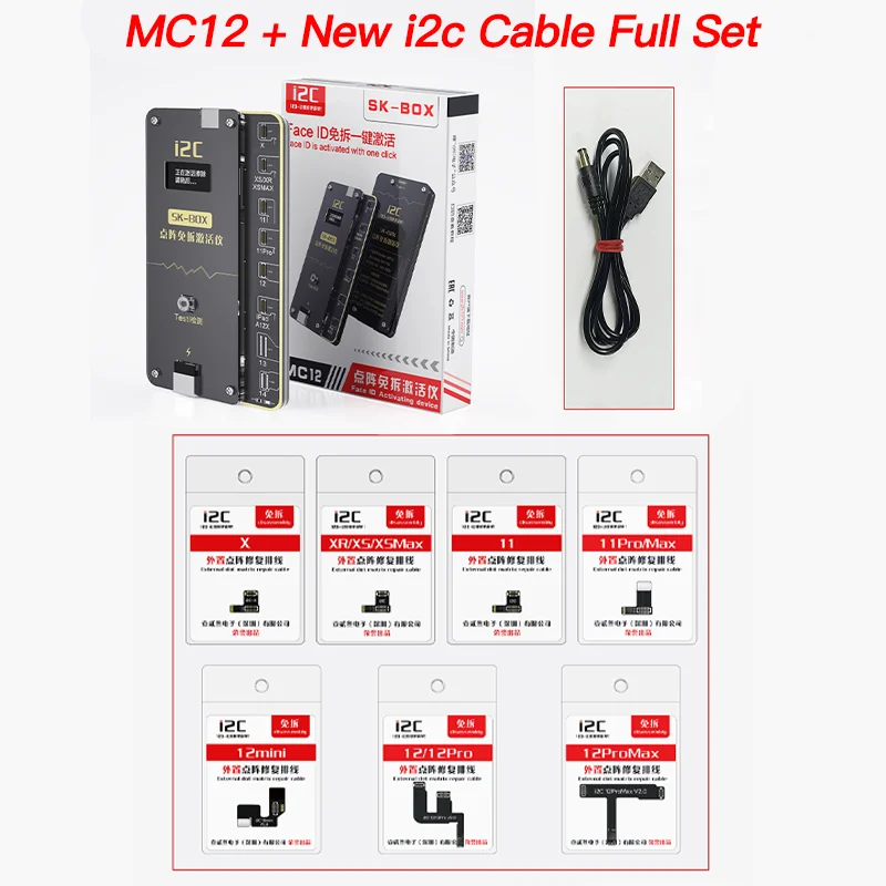 

I2c SK-BOX Dot Matrix Non-dismantling Activator MC12 for IPhone X -14 Pro Max Dot Matrix Cable Repair Face Id Flex Tools