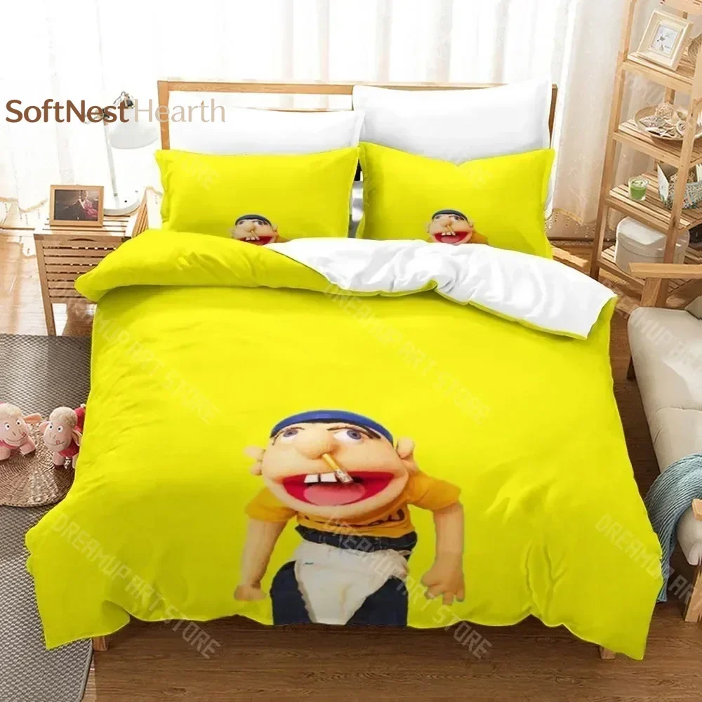2026 3D Print Jeffy Puppet Bedding Set Single Twin Full Queen King Size Bed Set Aldult Kid Bedroom Duvetcover Sets 3D Anime Bed
