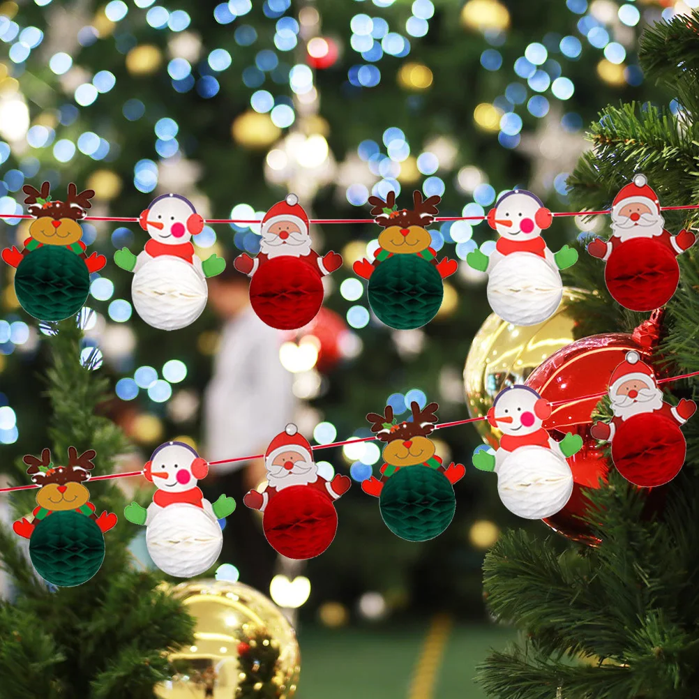 

Christmas Honeycomb Banner Paper Ball Garland Chic Party Decoration Creative Theme Decoration Banner for Holiday Atmosphere