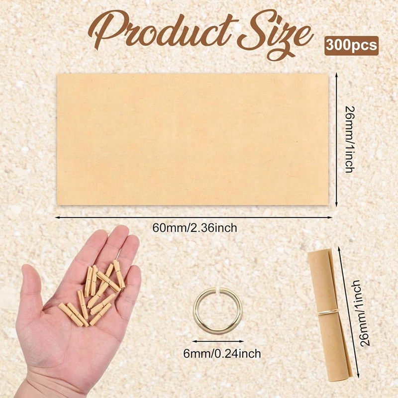 300Pcs Mini Lucky Wishing Paper Scrolls Vintage Message in Bottle Paper for Party Favors