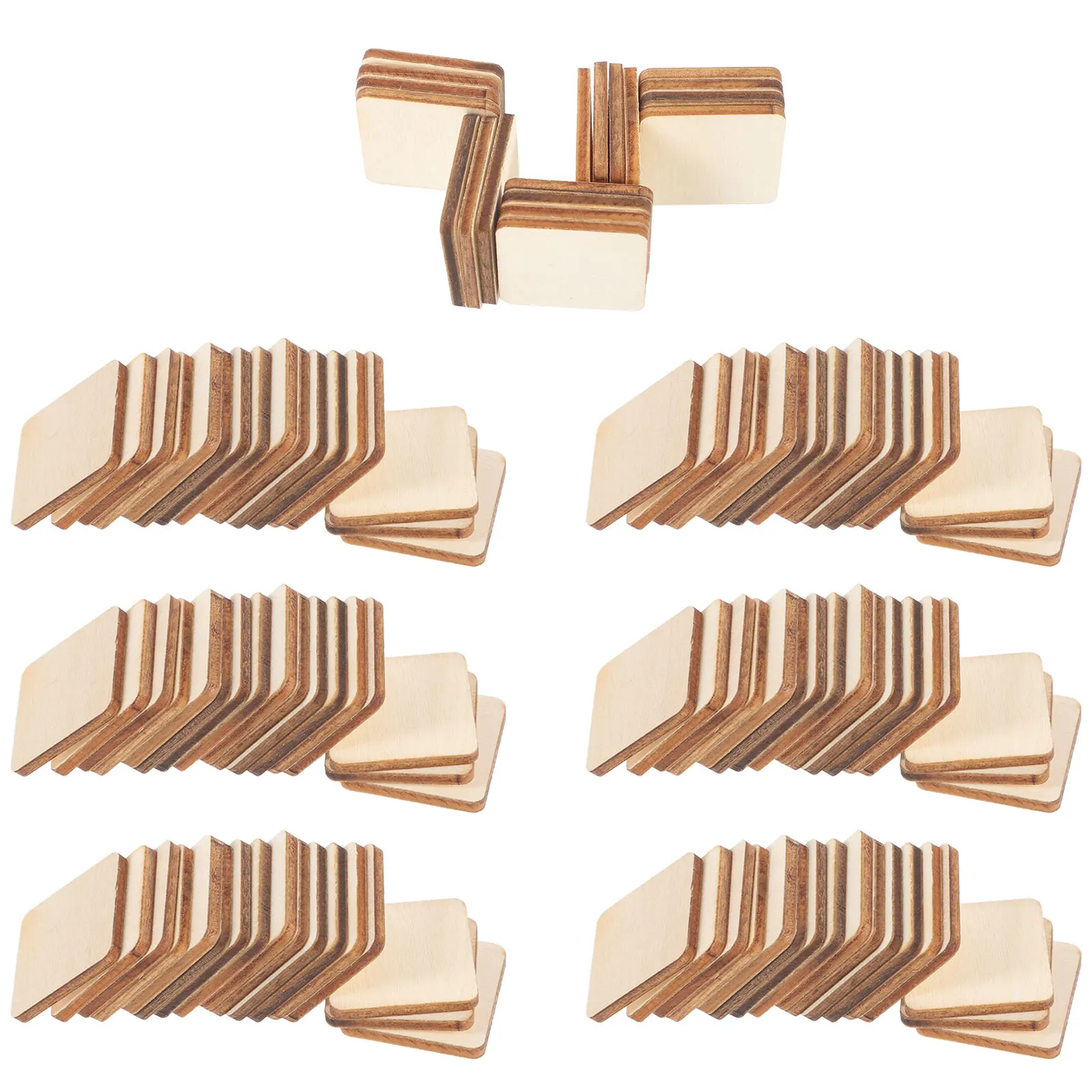 

300Pcs Square Wood Slices Smooth Sturdy Surface DIY Crafts Painting Art Projects Unfinished Wood Pieces 25mm Square Slices