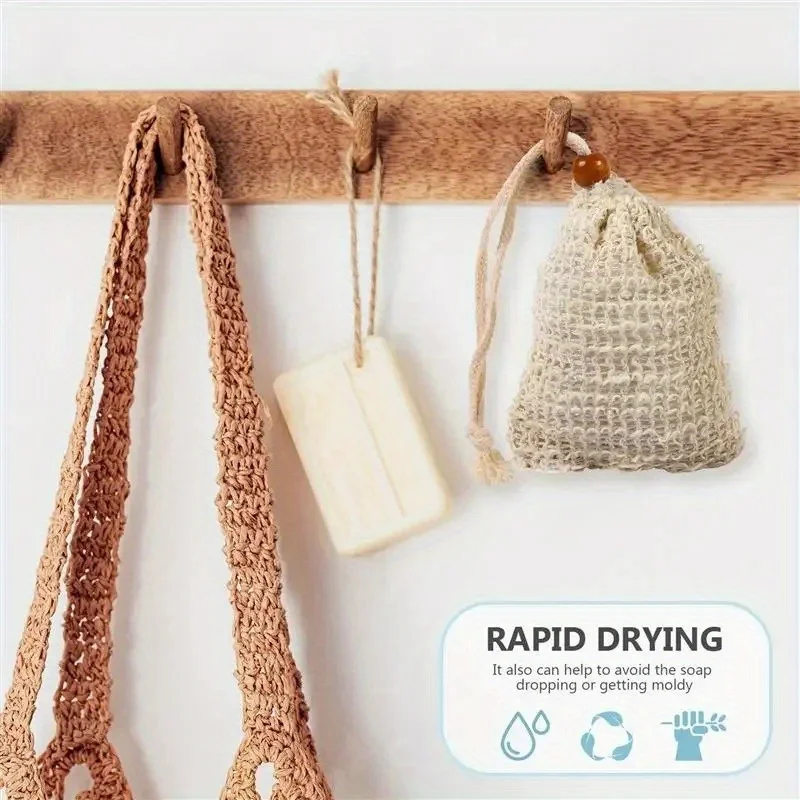 [Exfoliating Soap Saver] 5pcs Exfoliating Soap Saver Pouch | Mesh Drawstring Bag with Loofah Sponge for Shower And Bath