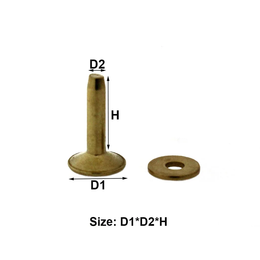 20pcs High quality Solid Brass Rivets & Burrs Leather Craft Belt Luggage Rivets Studs Permanent Tack Fasteners 6 Sizes