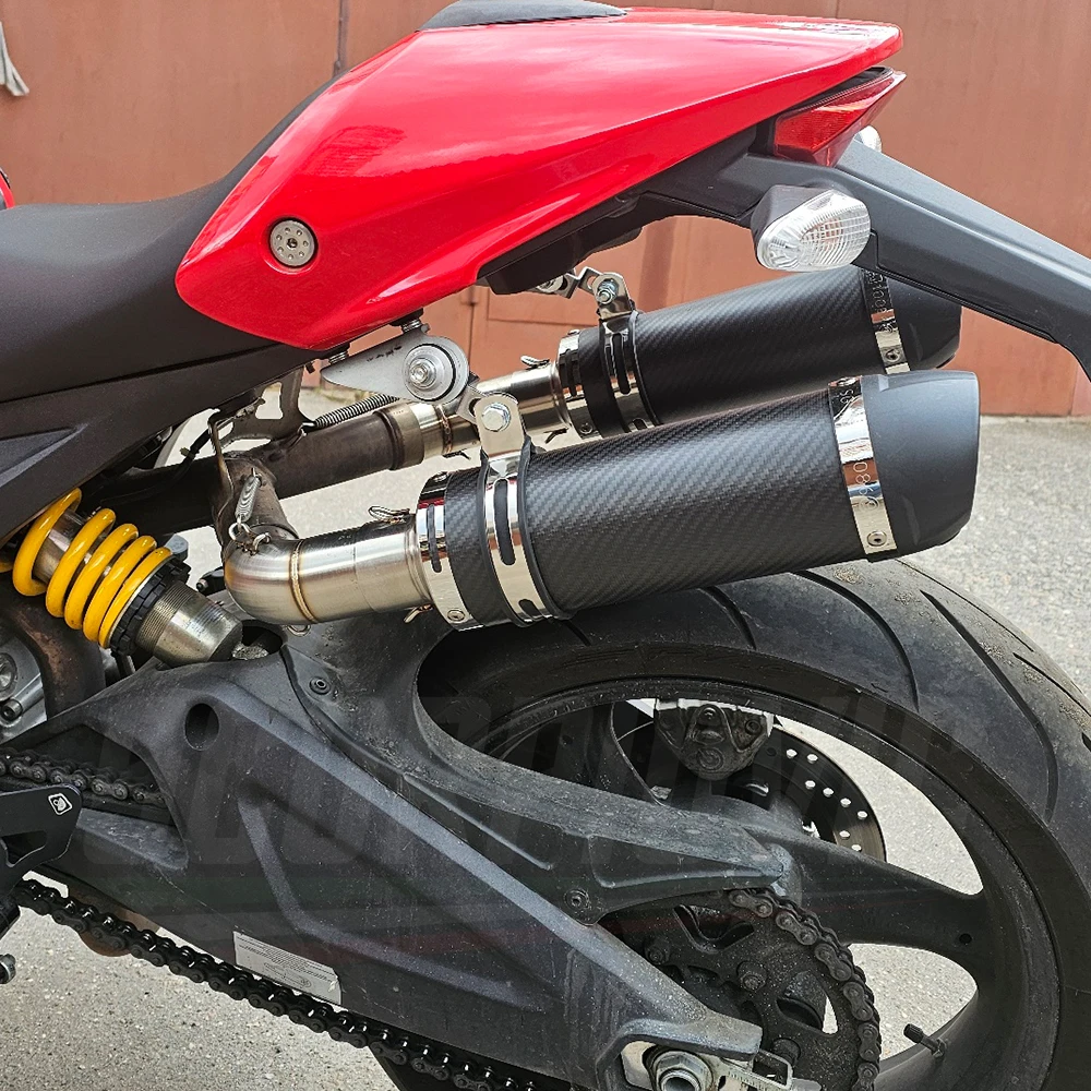 Motorcycle Dual Mid Tail Exhaust Pipe Set Muffler Slip On System Aftermarket Fit For Monster 696 1100 796 795 659 2008-2014