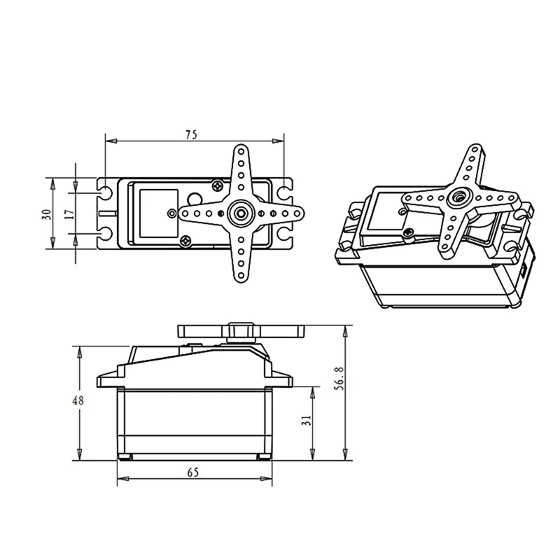 150KG 12V RDS51150 Double-Shaft Digital Metal Robotic Servo With U Mounting Bracket Waterproof