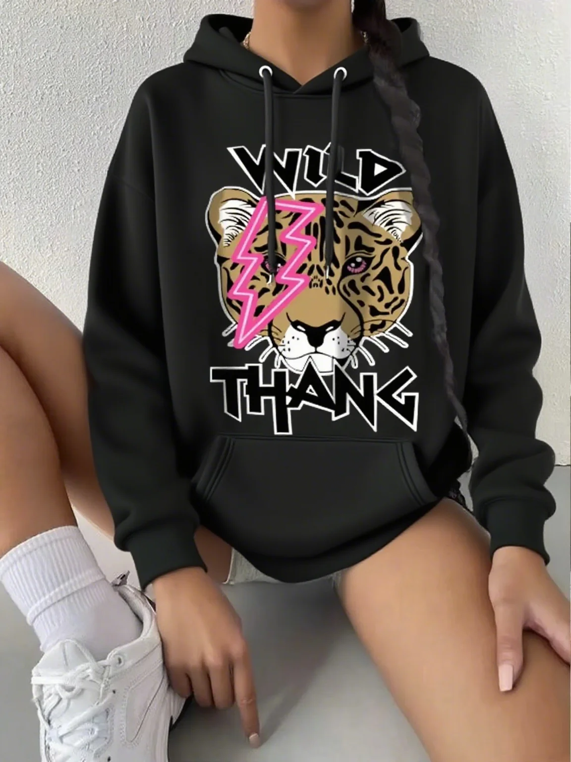 

Leopard Graphic Printing Autumn and Winter Cotton Men's and Women's Hoodies Casual Outdoor Street Sports Training Brand Trend