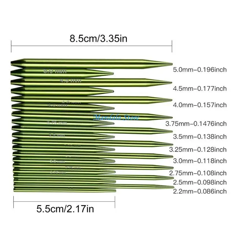 

U2JC 10Pairs Interchangeable Circular Knitting Needle Set 2.2mm-5.0mm Aluminum Knitting Needle Set for Knitting Sweater Sock