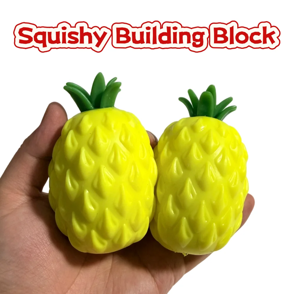 Stress Relief Toy Crunchy Squishy Building Block Pineapple Squeeze Stress Ball for Friend Xmas Party Gift