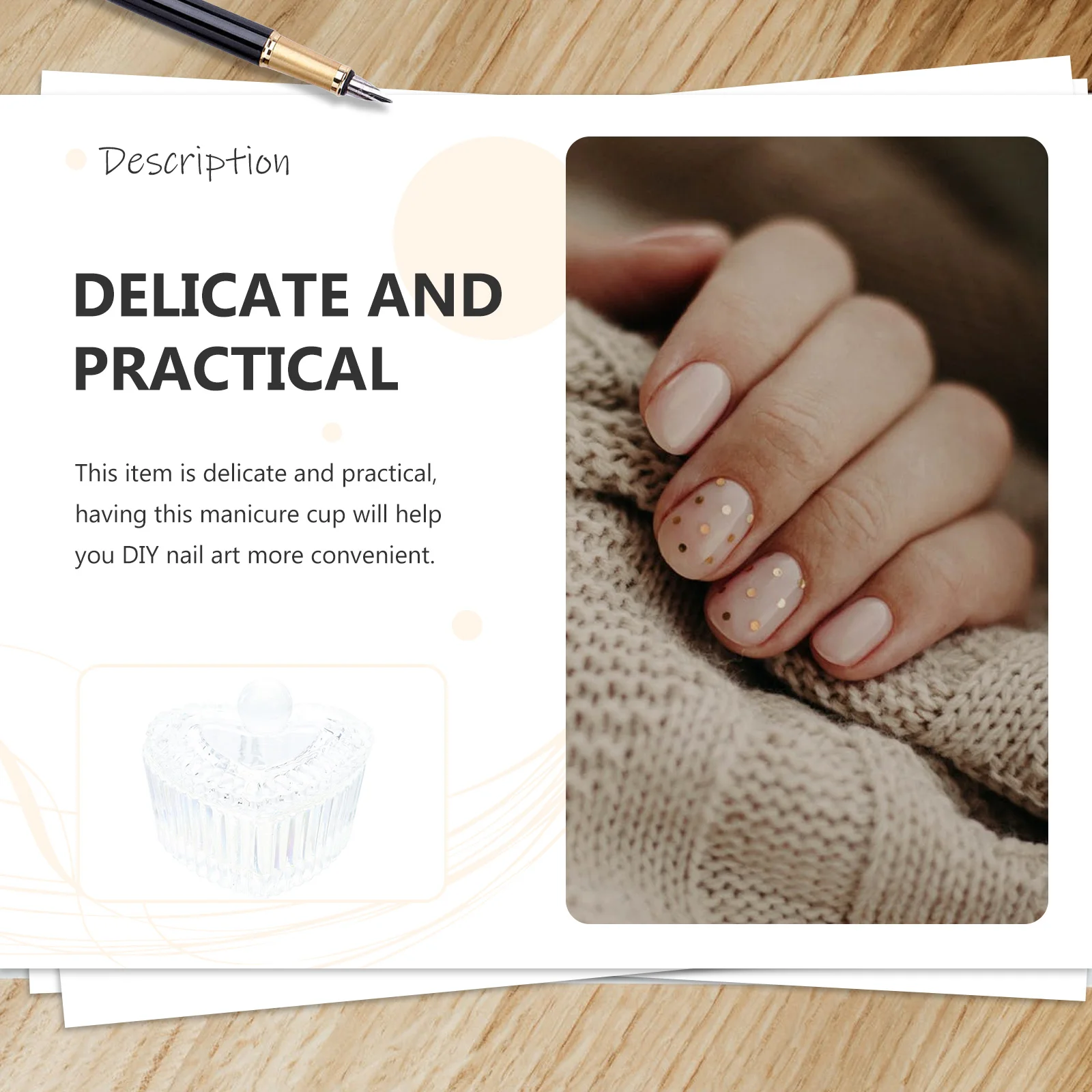 

2 Pcs Nail Art Powder Container Salon Supply Manicure Bowl Care Accessory Manicures Liquid Cup Mixing Mini Glass with Lid