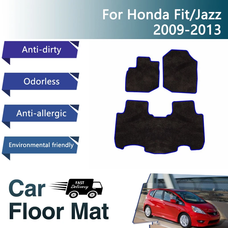 Luxury Car Floor Mats For Honda Fit Jazz GE 6 7 8 9 2009~2013 Dirt-resistant Flannel Rugs Floor Carpets Tapetes Car Accessories