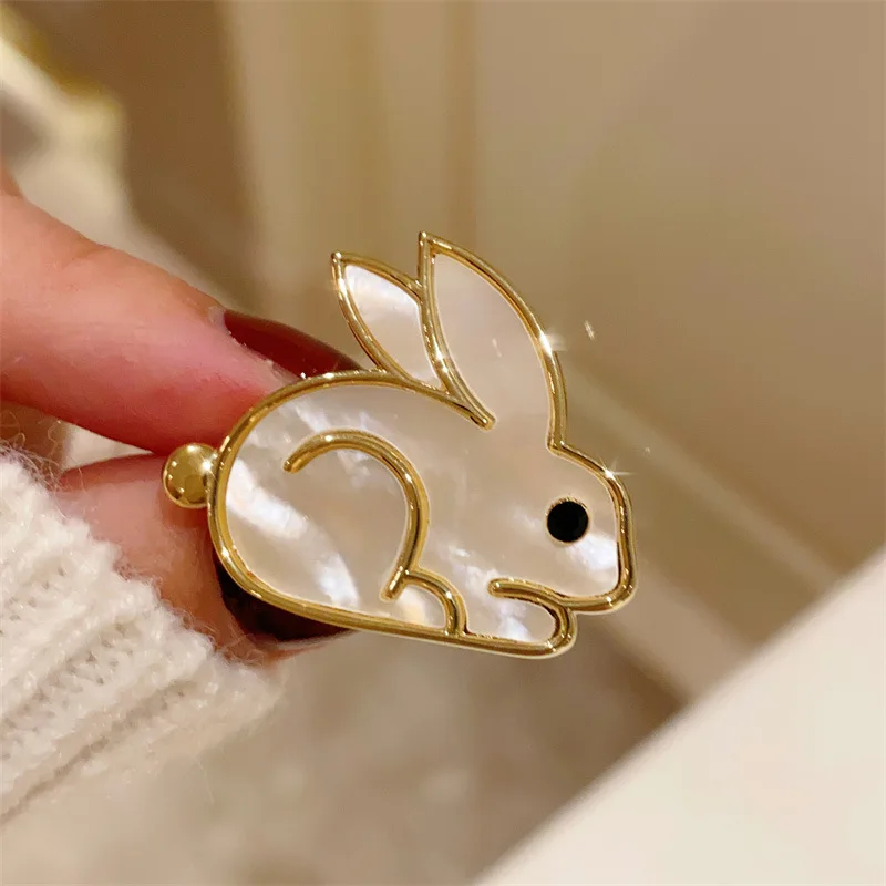 Rabbit Brooches Gold Color Women Girl Fashion Jewelry Accessories Party Birthday Gift Cute Lovely Animal Brooch