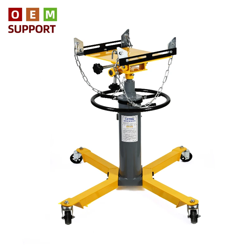 

Подставка-домкрат гидравлическая KARLION KR-5511 для трансмиссии, усиленная, стальная, грузоподъемность 1 т, сертификат CE, для авторемонта, подъема двигателя