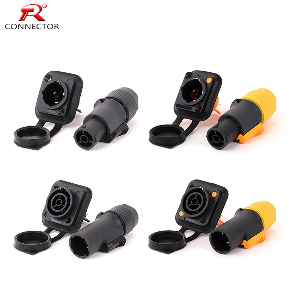 1set In/Out Waterproof Locking Powercon True Connector NAC3FX-W + PowerCon Chassis Connectors NAC3MPX or NAC3MX-W + NAC3FPX