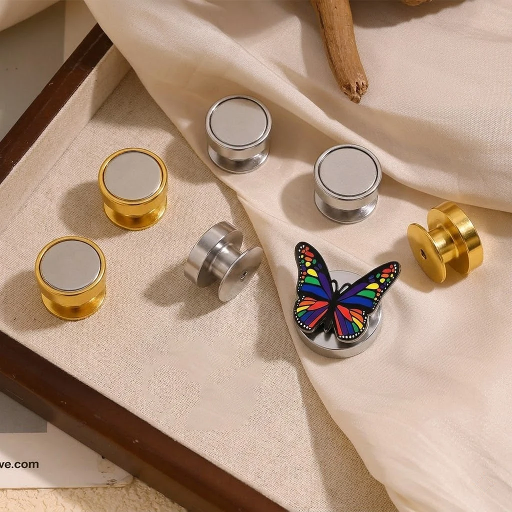 10 Stück Magnetische Broschen-Verschlüsse Metall-Verschlussnadeln Sicherungsverschlüsse für DIY Broschen Abzeichen Schmuckherstellung – Detail 2