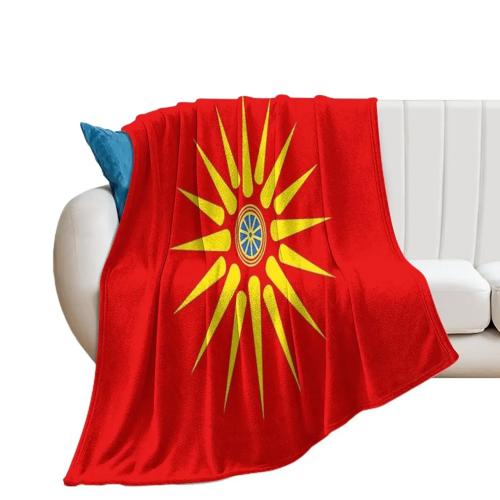 North Macedonian Flag Throw Blanket Soft Big Furry Cute Plaid Quilt Blankets