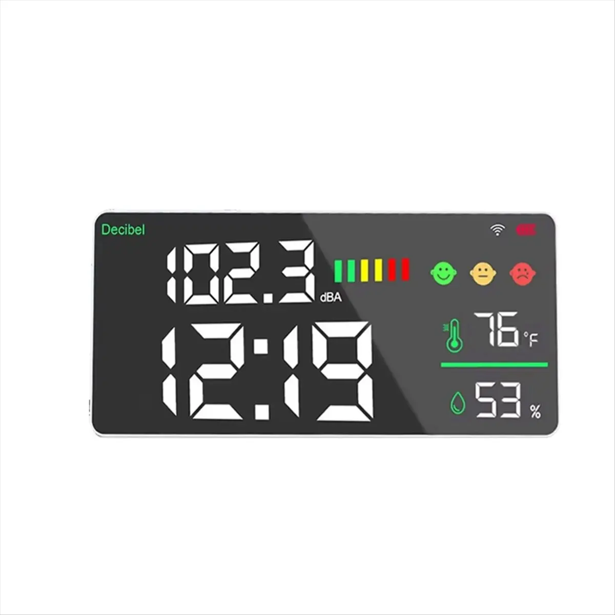 Happy New-  5 in 1 Tuya Smart WiFi Noise Meter CO2 Gas Detector Decibel Meter Temperature Humidity Monitor for Home Classroom