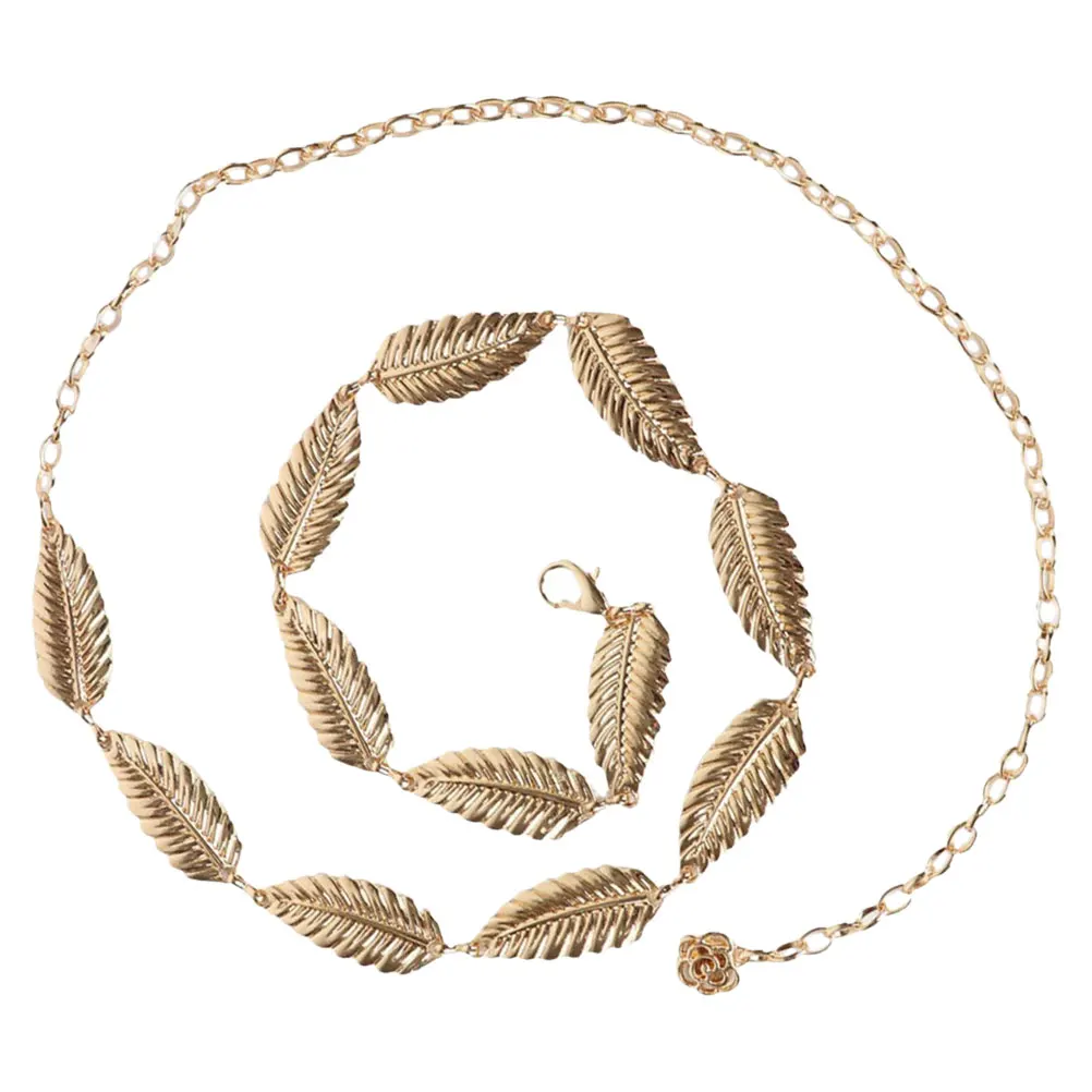 

Metal Leaf Waist Chain Summer Belly Chains Jewelry for Women Dancing Rhinestone Belt