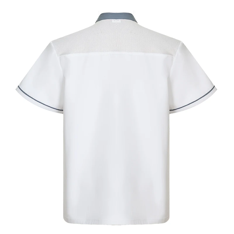 Chaqueta de Chef para Hotel, uniforme de trabajo de cocina, restaurante, Catering, panadería, camarero, camisa, cafetería, Bar, barbacoa, ropa de trabajo blanca, Verano