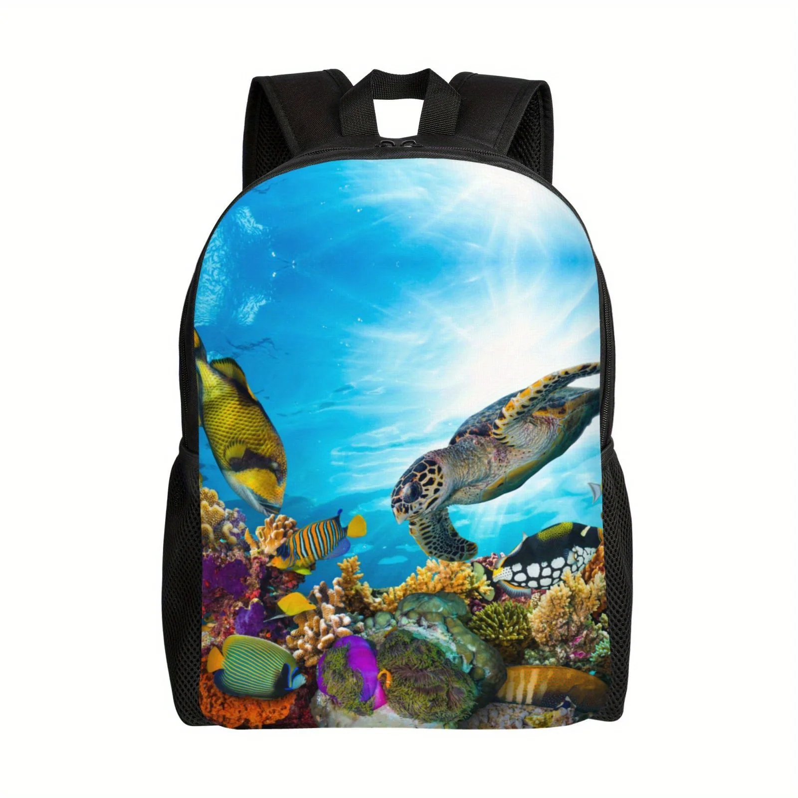 Submarine Turtle Lightweight Adjustable Black Backpack Unisex, Comfortable Thick Shoulder Straps for Students