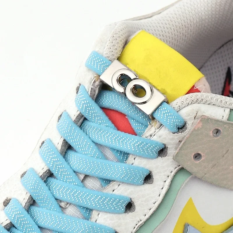 

Elastic Laces Sneakers New Lock Shoelaces Without Ties Kids Adult No Tie Shoe laces 8MM Wide Flat Shoelace for Rubber Bands