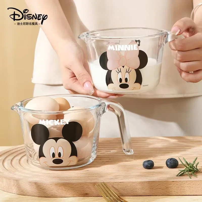 Disney Mickey Measuring Cup Kitchen Glass Measuring Jug Measuring Tools Cartoon Cake Breakfast Bakeware Water Cup With Scale