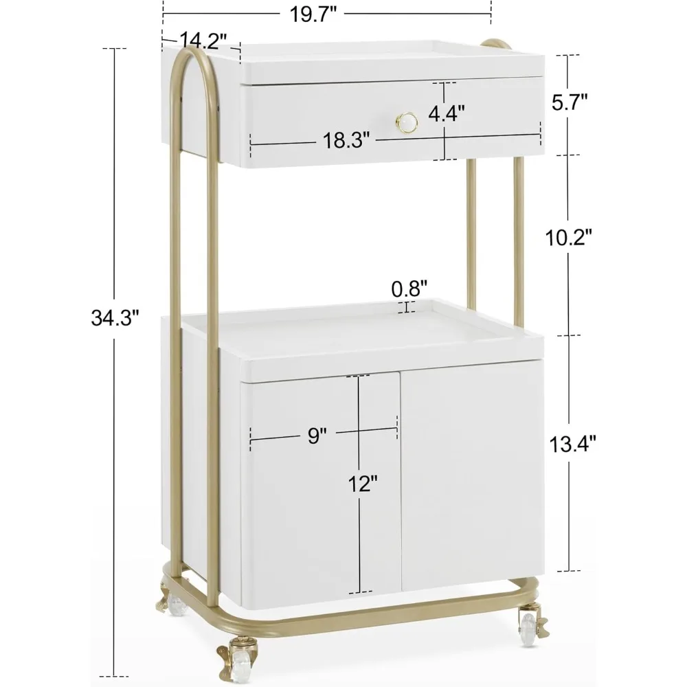 Factory Direct 2026 Barber Salon Rolling Trolley with Universal Wheels, Storage Cart with Drawers, Hair Stylist Tool Organizer