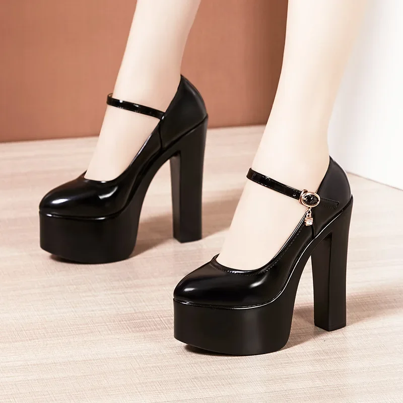 15cm Small Size 32-43 Sexy Extreme Block High Heels Shoes for Dress Model Party Wedding 2024 Shallow Thick Bottom Platform Pumps