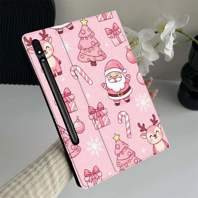 

Cartoon Xmas Pink Pattern Gift Tablet Case For Samsung Galaxy Tab S7 S8 S9 S10 FE Lite