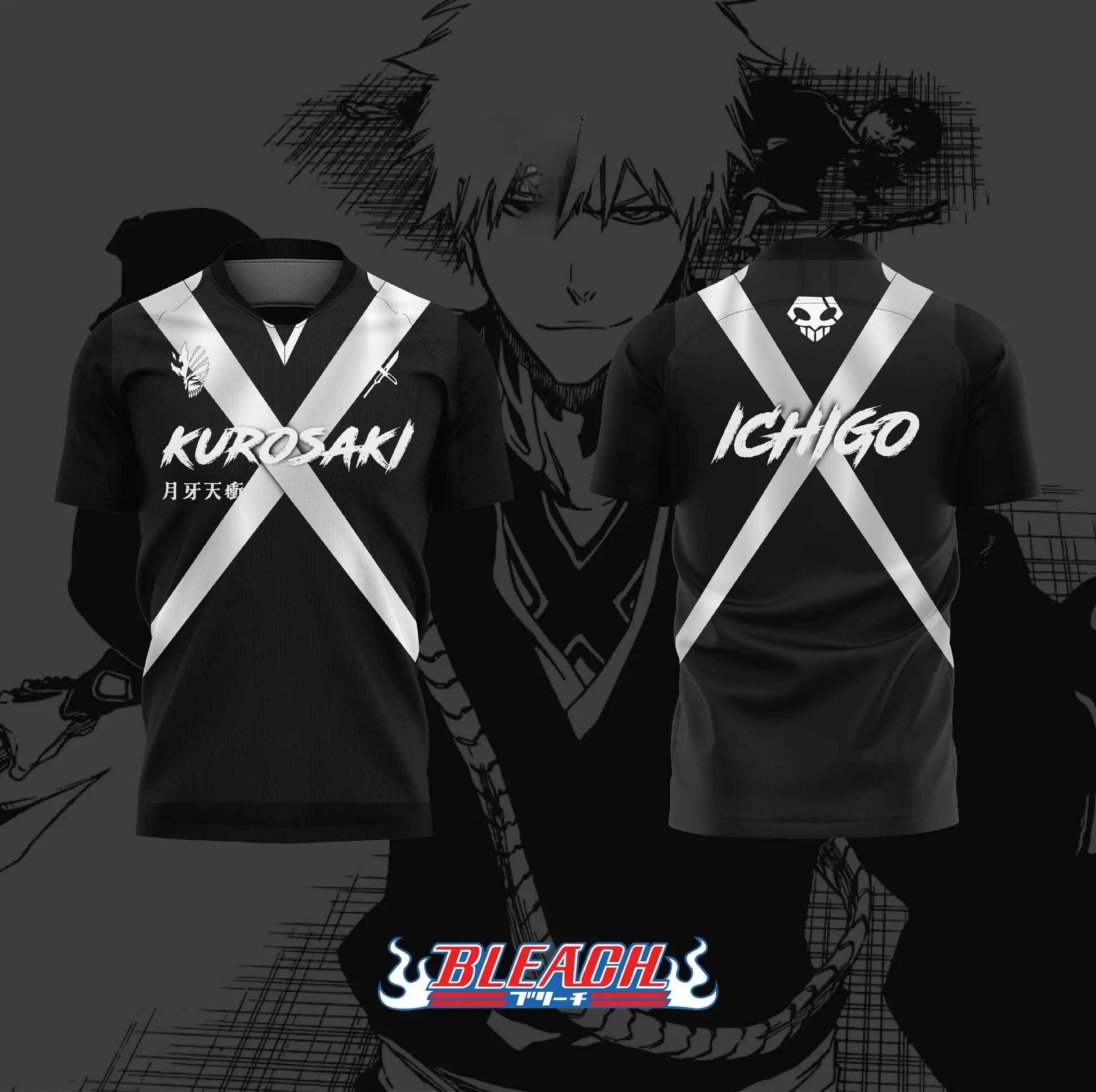 

2026 Bandai BLEACH Anime ICHIGO 3D Print Football Jersey for Men's Tshirt Summer Sports Casual Loose Tees Kids/Adult Breathable