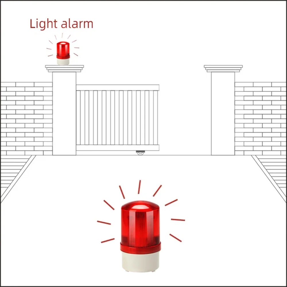 DC12V/24V/220V Red Rotating Wall-mounted Warning Light Industrial Garage Door Indicator Light