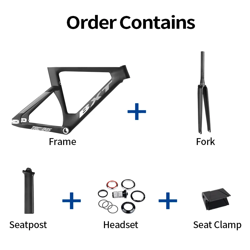 Bicycle Carbon Frame Set with Fork Seatpost, Fixed Gear Track, 100*9mm, 120*9mm