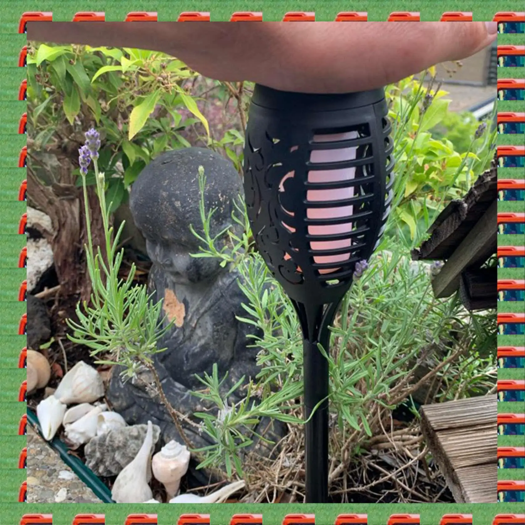 

ABMO 4 шт. светодиодная лампа с солнечным пламенем, мерцающая водонепроницаемая лампа для украшения сада, пейзажная лампа для газона, освещение дорожки, уличный фонарь