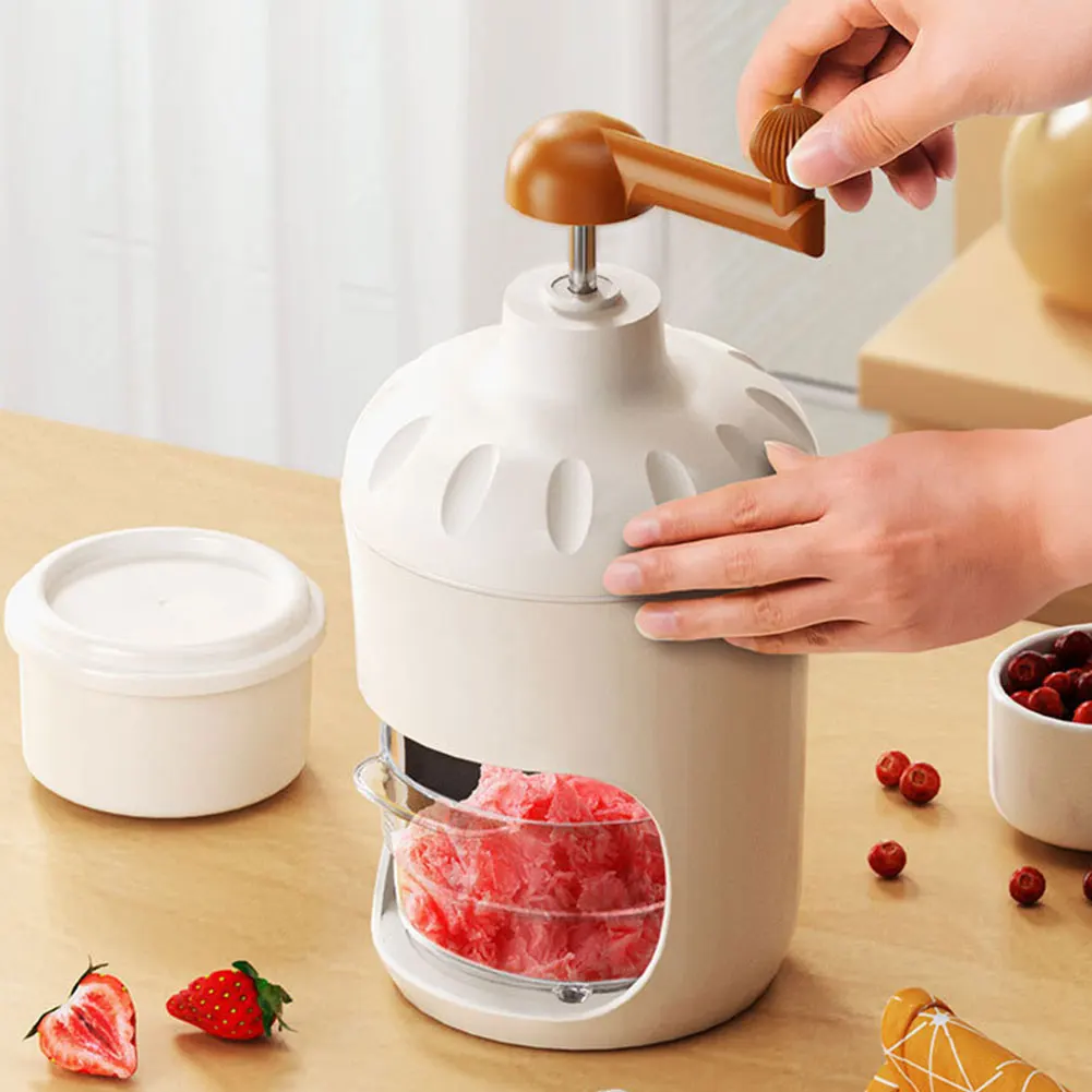 Manual Shaved Ice Machine Multifunction Household Crushed Ice Maker Hand Operated Slushy Maker for Ice Cream Milkshake Smoothie