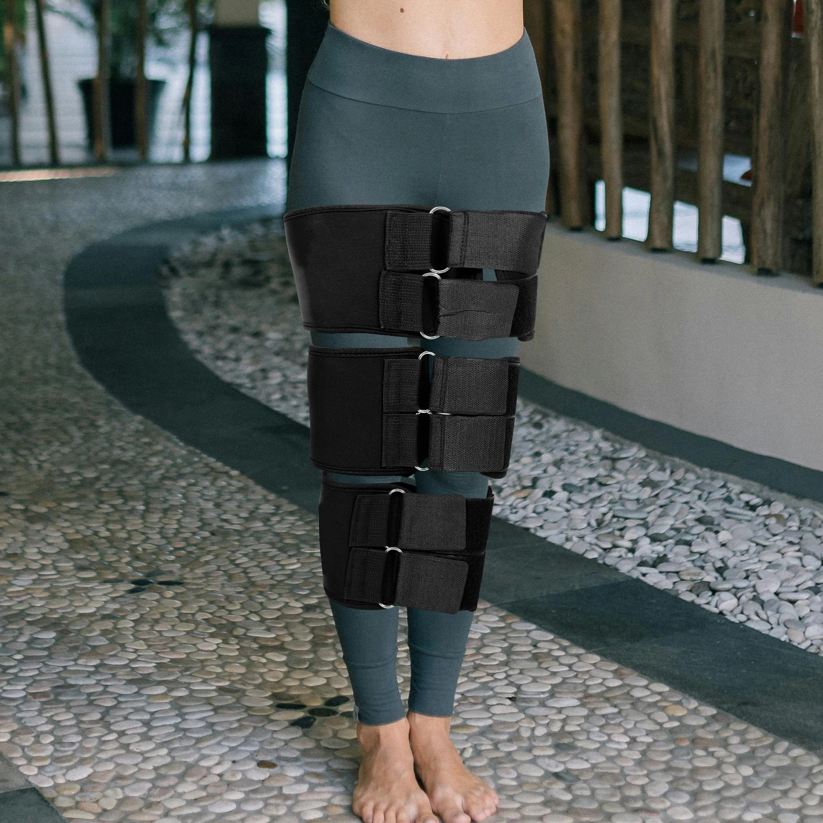 

3pcs Legs Posture Corrector Belt O- Leg Correction Support Brace For Posture Training Cycling Leg Protection Size L Black