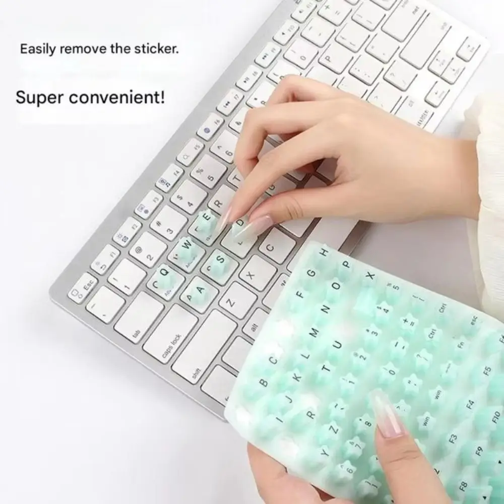 Dust Proof Raised Keyboard Stickers Scratch Proof Button Cap Long Nail Typing Tools Protective Film Soft Silicone
