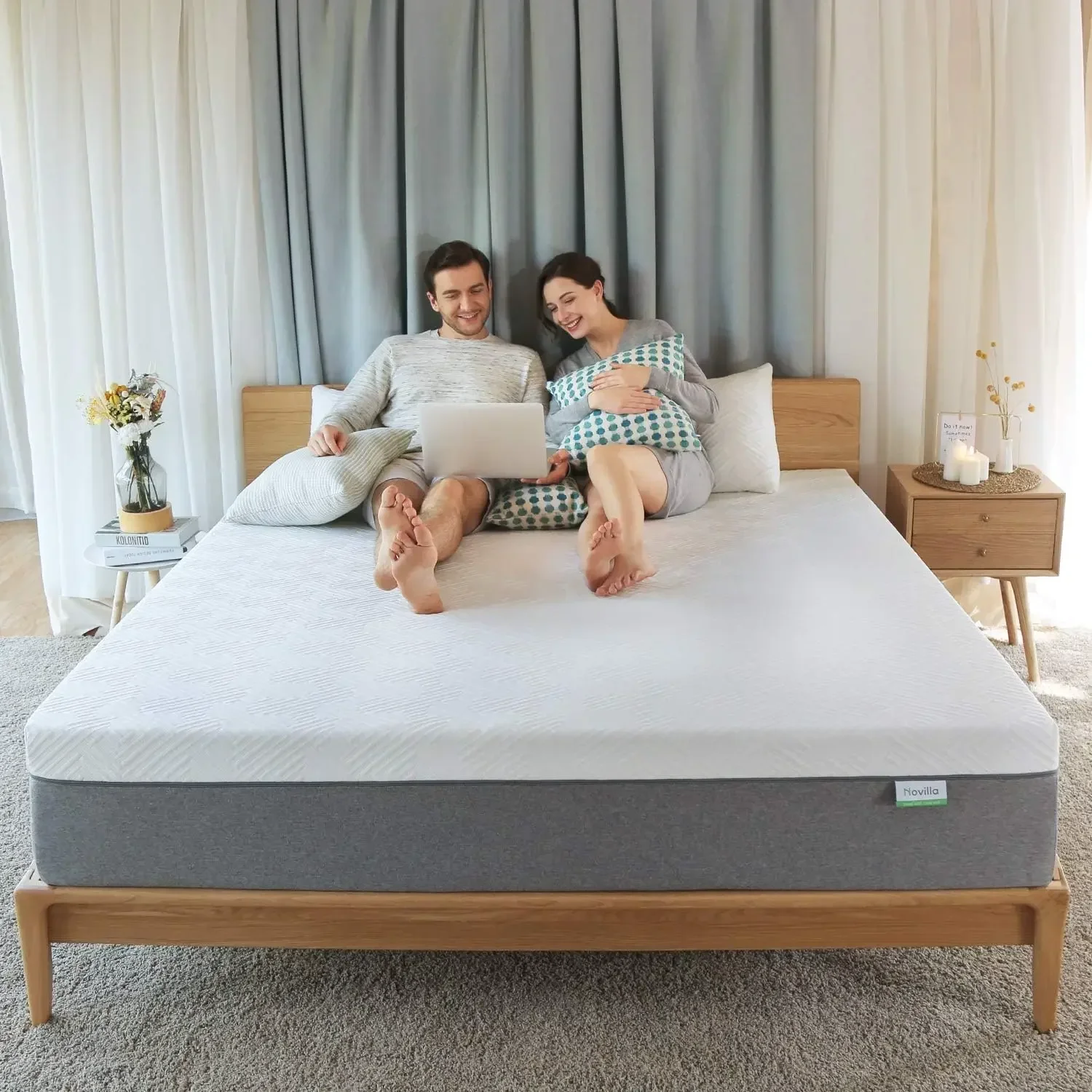 Pour matelas Queen Size en mousse à mémoire de forme Gel de 10 pouces pour un sommeil frais et un soulagement de la pression, matelas de lit en peluche moyen, Bliss